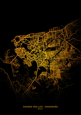 Sao Luis City Map Gold