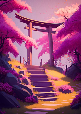 Torii gate And Cherry Blss