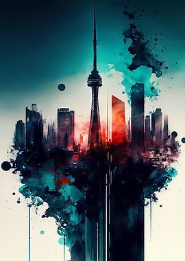 Tokyo city watercolor