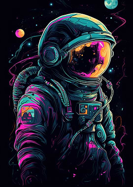 Astronaut Black And Colors