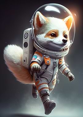Astronaut Space Wolf