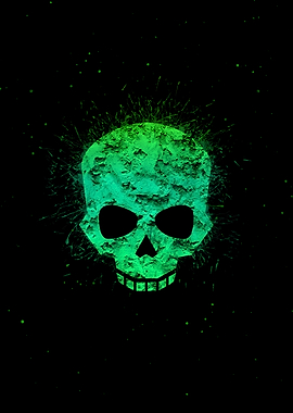 Green Skull Glow Dark Art