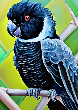 Black cockatoo sitting art