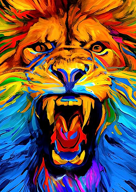 Stunning Roaring Lion Art