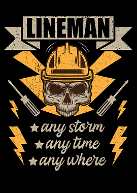 Proud Lineman Skull