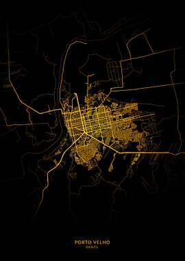 Porto Velho City Map Gold