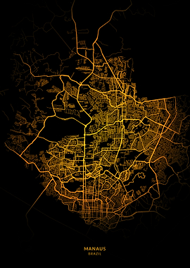 Manaus City Map Gold
