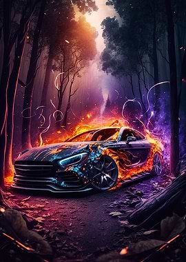 Lightning Car in Forest