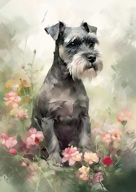 Schnauzer Dog Watercolor