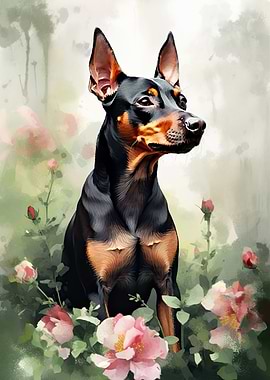 Miniature Pinscher Flowers