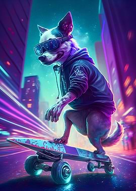 Cool dog Playing Skates