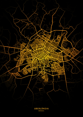 Uberlandia City Map Gold