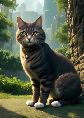 Cat in the fantasy city