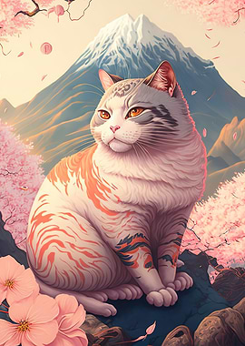 Cat cherry blossom Japan