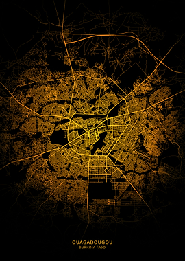 Ouagadougou City Map Gold