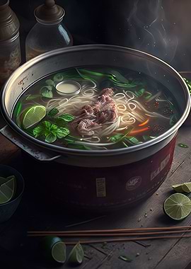 Asian pho noodle soup
