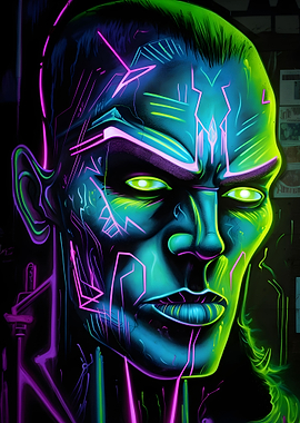 Neon Head Portrait