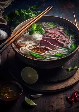 Asian pho noodle soup
