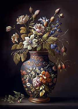 Vase of flowers painting