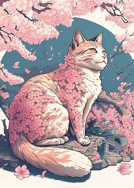 Cat Cherry Blossoms