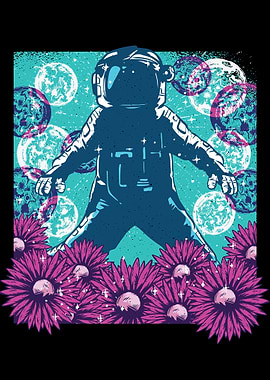Astronaut Flowers Moon