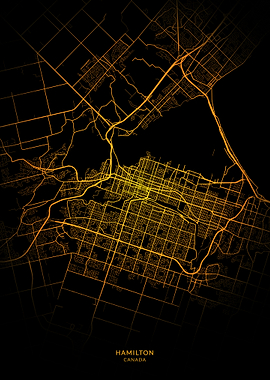 Hamilton City Map Gold