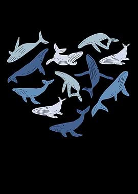 Blue Whale Heart Whale Sea