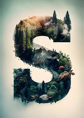 Letter S Double Exposure