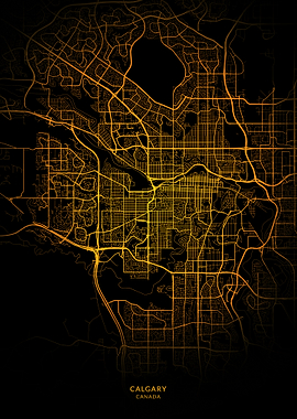 Calgary City Map Gold