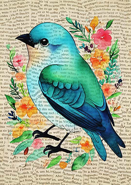 Journal Flowery Bird Art