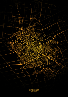 Kitchener City Map Gold