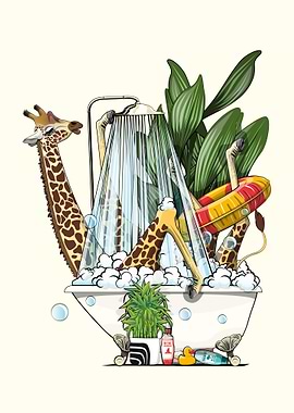 Giraffe in the Bath