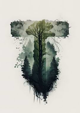 Letter T Double Exposure