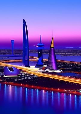 Futuristic City at Night