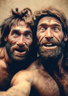 Cavemen Friends Selfie