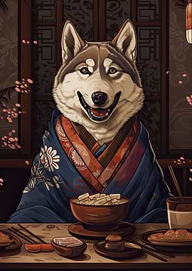 Husky Dog Japanese Food