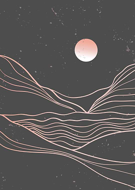 Mountain line art poster