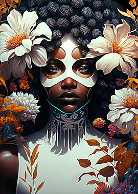 Floral African Girl Afro