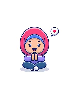 Cute Girl Moslem Cartoon