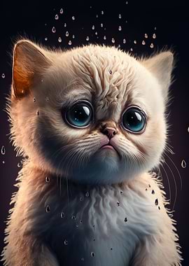 Cute Baby Cat Rain
