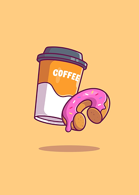 Coffee And Donut Cartoon