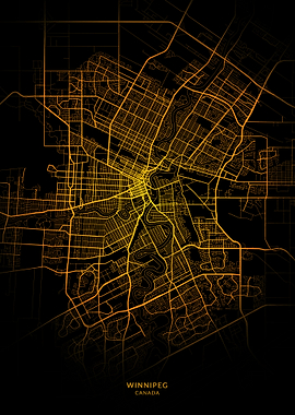 Winnipeg City Map Gold