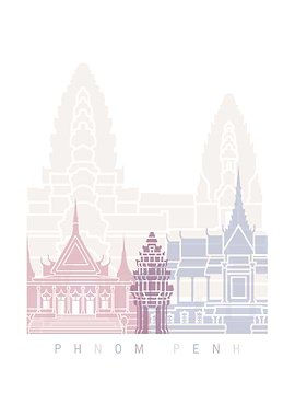 PHNOM PENH SKYLINE PASTEL