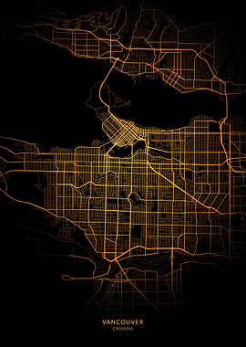 Vancouver City Map Gold