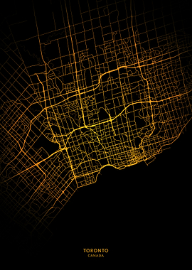 Toronto City Map Gold