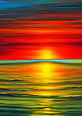 A sunset with an abstract
