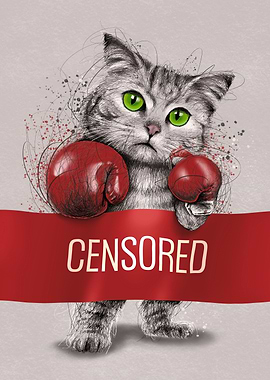 censored boxing cat