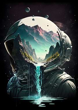 Waterfall on the astronaut