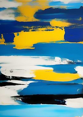 Blue and Yellow Ocean Art