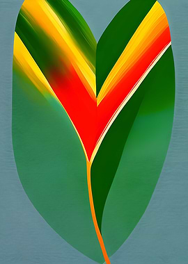 Green leaf with a red